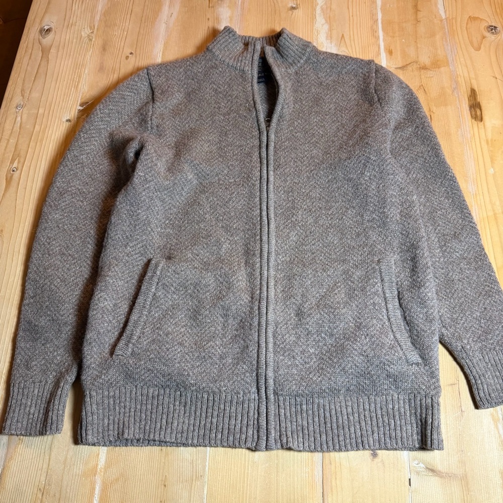 Rare Vintage PENDLETON Full Zip Shetland Wool Sweater Jacket‎ 90s Beige Tan SZ S